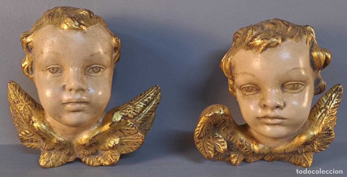 Arte: Pareja de &aacute;ngeles &ndash; Talla de madera policromada &ndash; Siglo XX