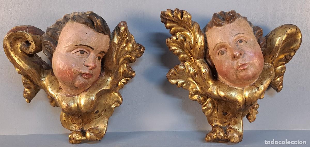 Arte: Pareja de &aacute;ngeles &ndash; Talla de madera policromada &ndash; Siglo XVII&ndash;XVIII
