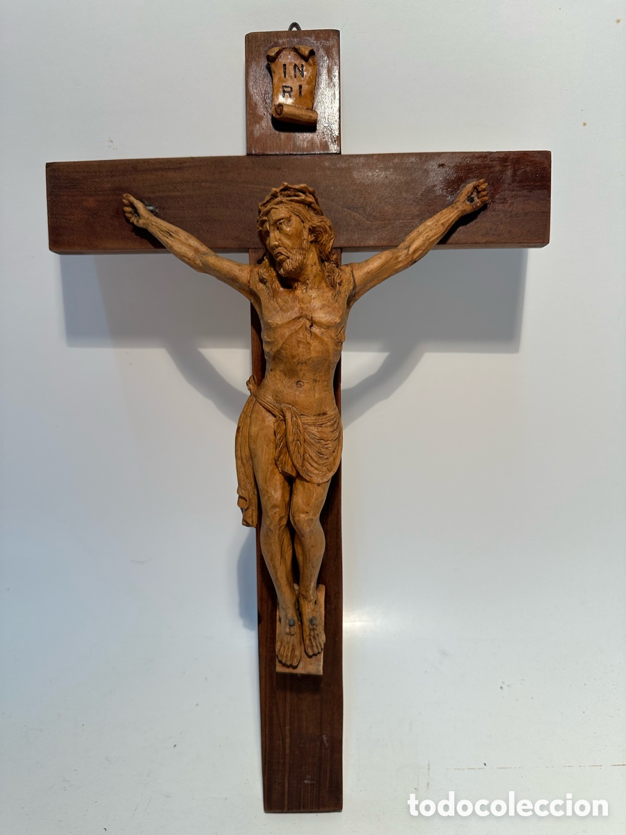 Arte: PRECIOSO CRISTO TALLADO EN MADERA DE BOJ ANTIGUO. FIRMADO COTTAREL.
