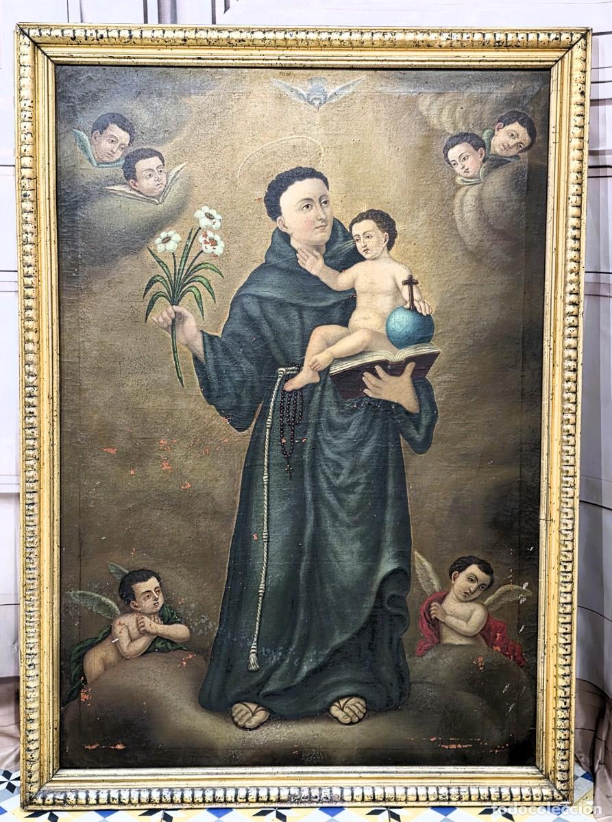 Arte: Oleo religioso S.XVIII San Antonio de Padua