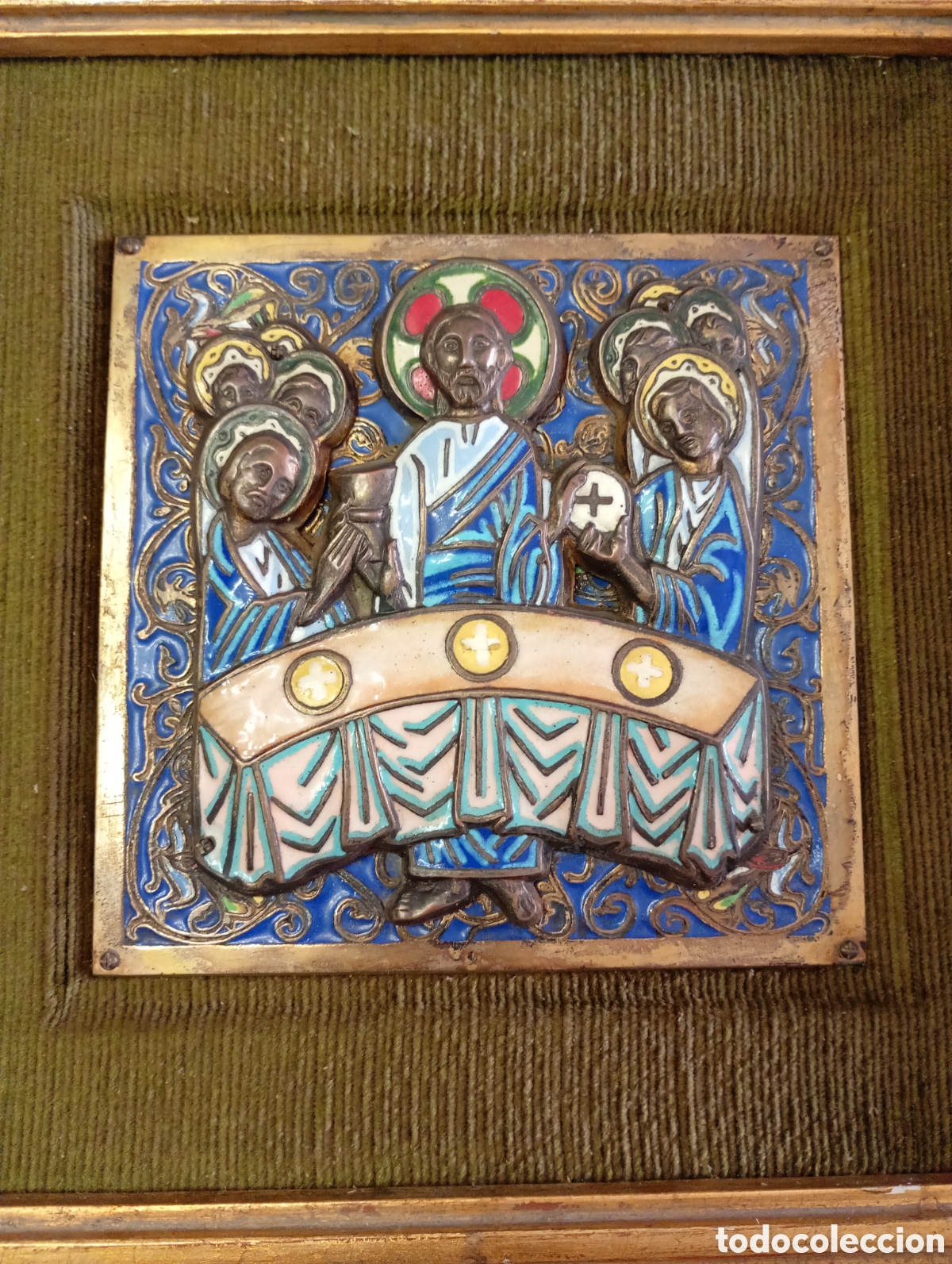 Arte: MODEST MORAT&Oacute; OJER (Barcelona) Santa cena o &uacute;ltima cena de Jes&uacute;s, Ap&oacute;stoles. Esmaltado sobre cobre