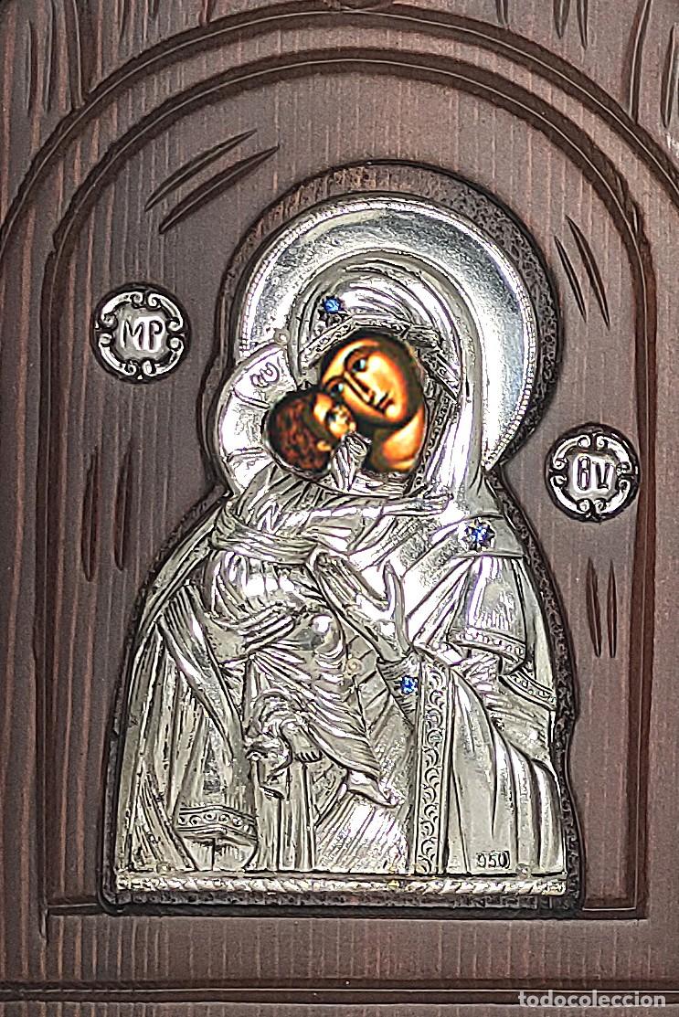 Arte: Tr&iacute;ptico Icono de plata sobre madera - Foto 2