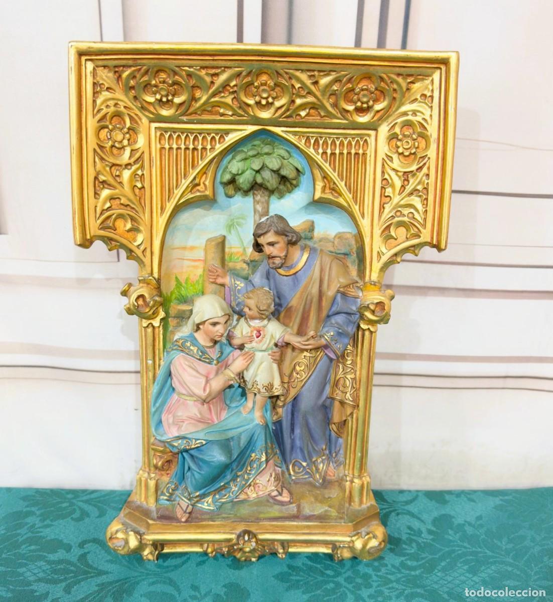 Arte: Retablo Sagrada Familia de Jos&eacute; Navas Parejo, un escultor reconocido fechado en 1917