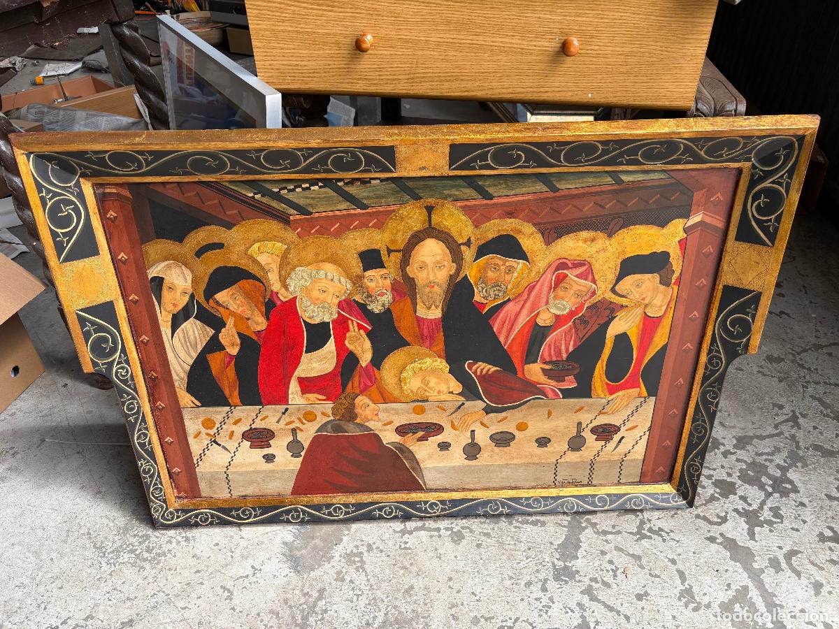 Arte: Excepcional obra de la reputada retablista Vila de Roca, retablo santa cena. 104cm x 72cm. Mirar fot