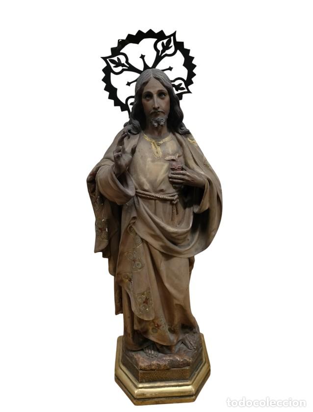 Arte: SAGRADO CORAZ&Oacute;N DE JES&Uacute;S. TALLA EN MADERA POLICROMADA. ESPA&Ntilde;A. SIGLOS XIX-XX
