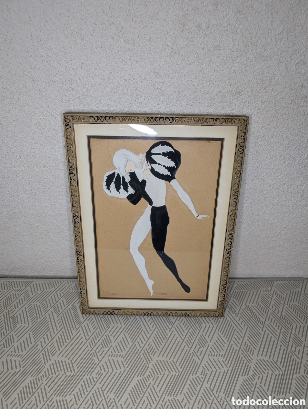 Arte: Cuadro Art D&eacute;co figura femenina firmado Rossi-B&eacute;zous 30x40