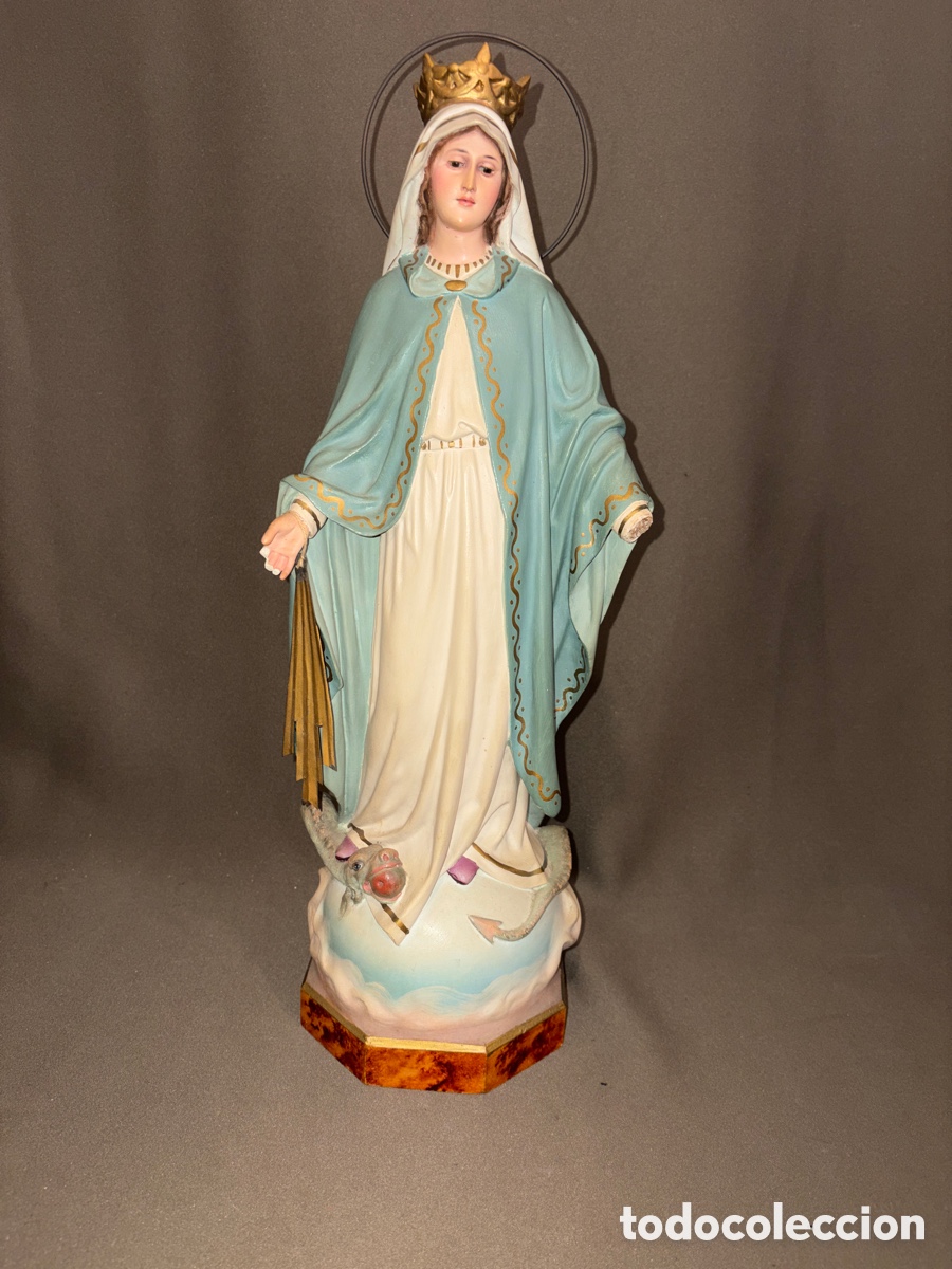 Arte: Antigua virgen MILAGROSA,de Olot 44cm de altura sin aureola*para restaurar*ver fotos