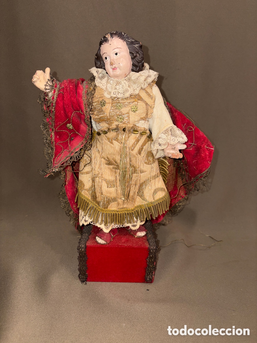 Arte: Antigua escultura ni&ntilde;o Jes&uacute;s de barro,siglo xviii*ver fotos*29 cm de altura