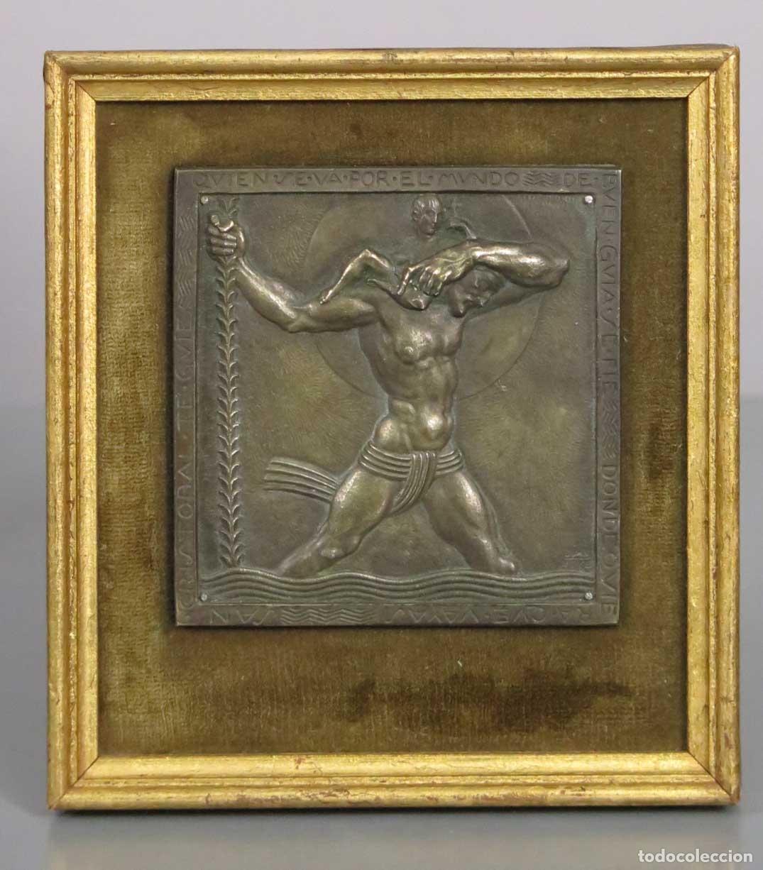 Arte: PLACA DEVOCIONAL. BRONCE. SAN CRISTOBAL. Garc&iacute;a Garc&iacute;a, Juan Jos&eacute;. FIRMADO JUAN/JOSE