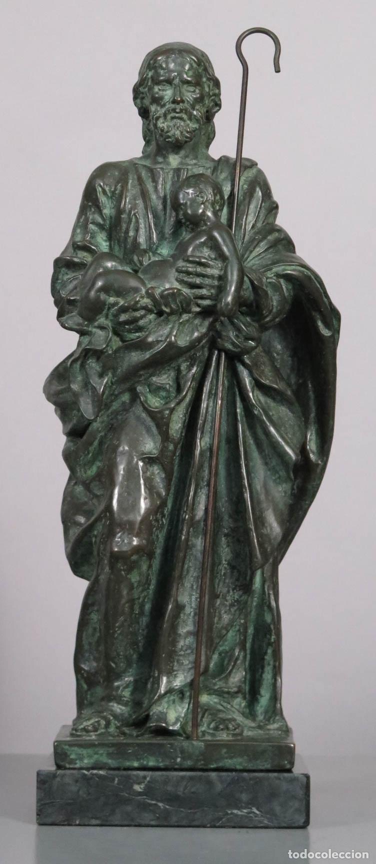Arte: SAN JOSE CON EL NI&Ntilde;O. BRONCE. FIRMADO. SIGLO XX