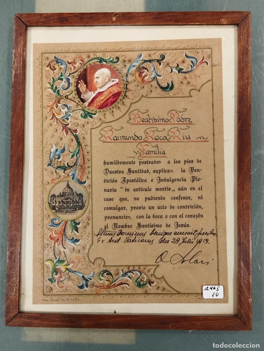 Arte: LITOGRAFIA EN MARCO. JUAN XXIII BENDICI&Oacute;N APOST&Oacute;LICA &rdquo;IN ARTICULO MORTIS&rdquo;.