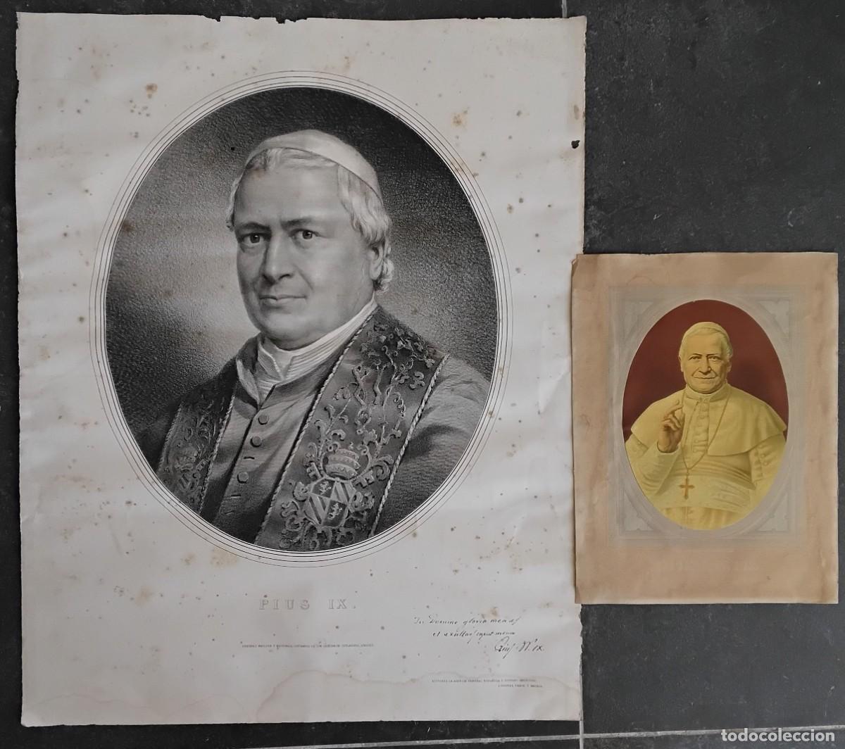 Kunst: Pius Pio IX. Pontifex maximus, lito y cromolito de siglo XIX