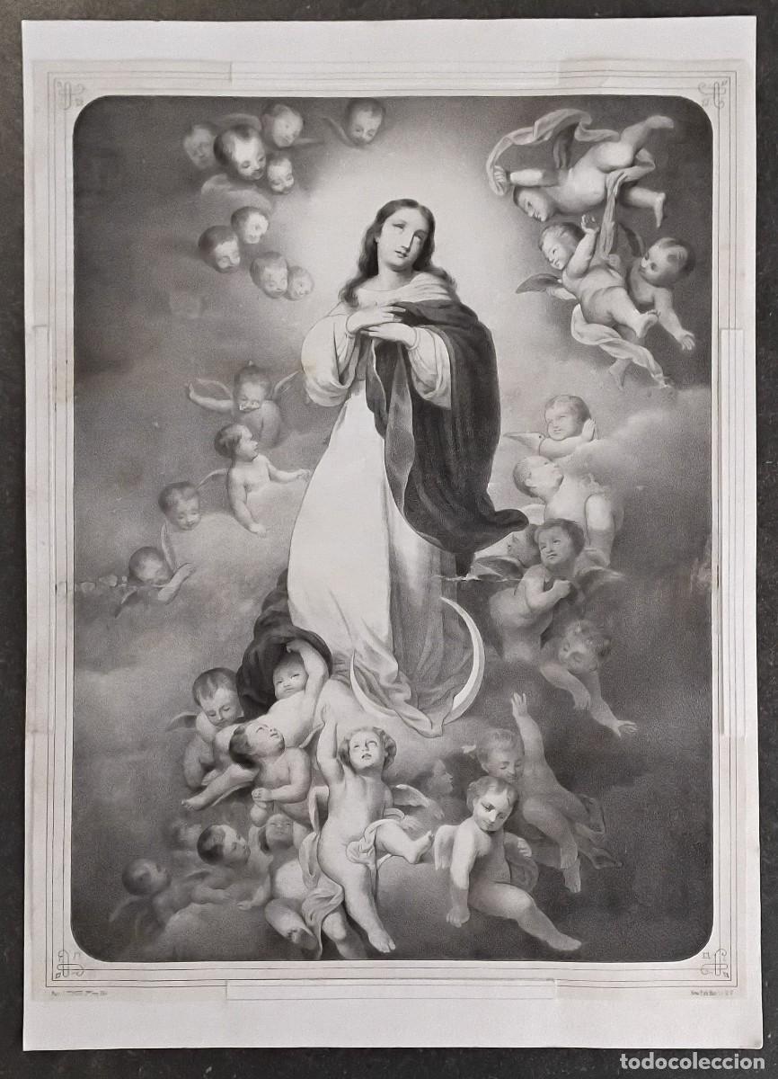 Arte: Madonna sobre la media luna, litograf&iacute;a de L. Turgis Par&iacute;s