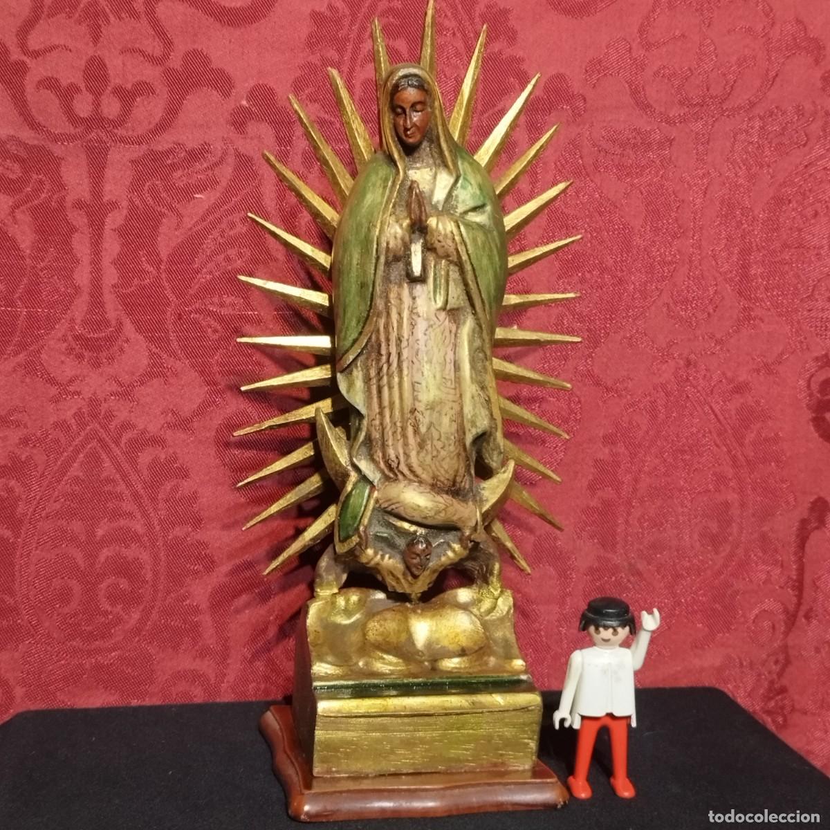 Arte: TALLA MADERA FIGURA IMAGINERIA RELIGIOSA DE LA VIRGEN DE GUADALUPE