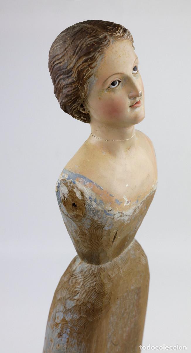 Arte: Busto de virgen de cap i pota, madera s.XIX. 55 cm de alto total.