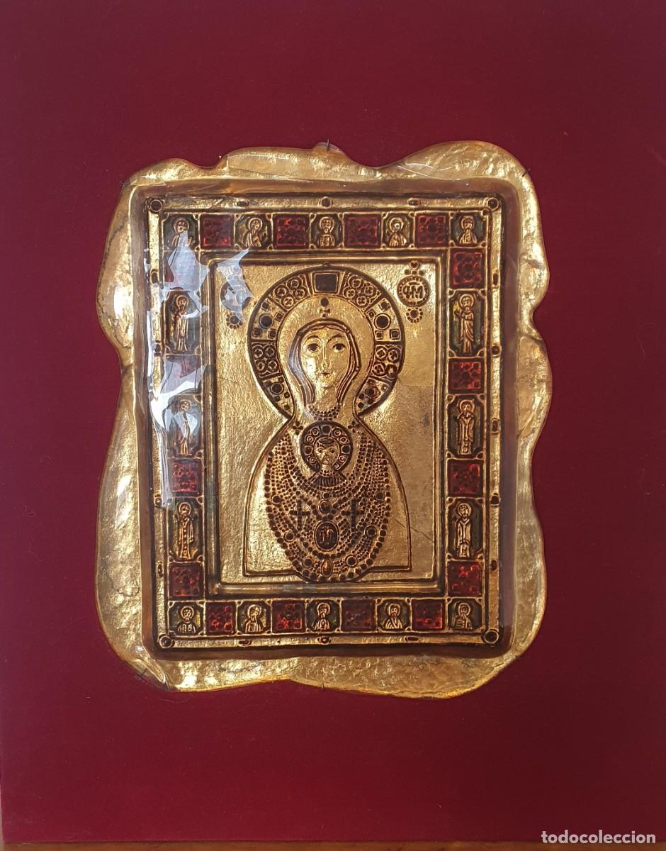 Arte: Icono religioso en vidrio de Murano. Ferro & Cimegotto (Italia, siglo XX)