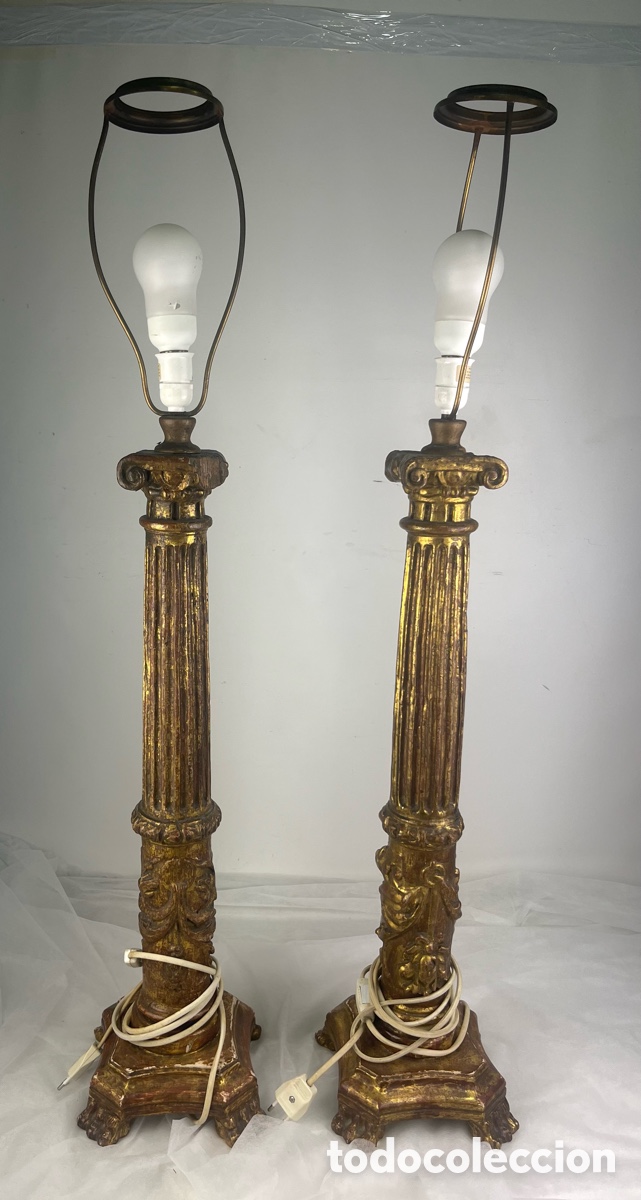 Arte: PAREJA DE COLUMNAS BARROCAS MADERA POLICROMADA SIGLO XVIII