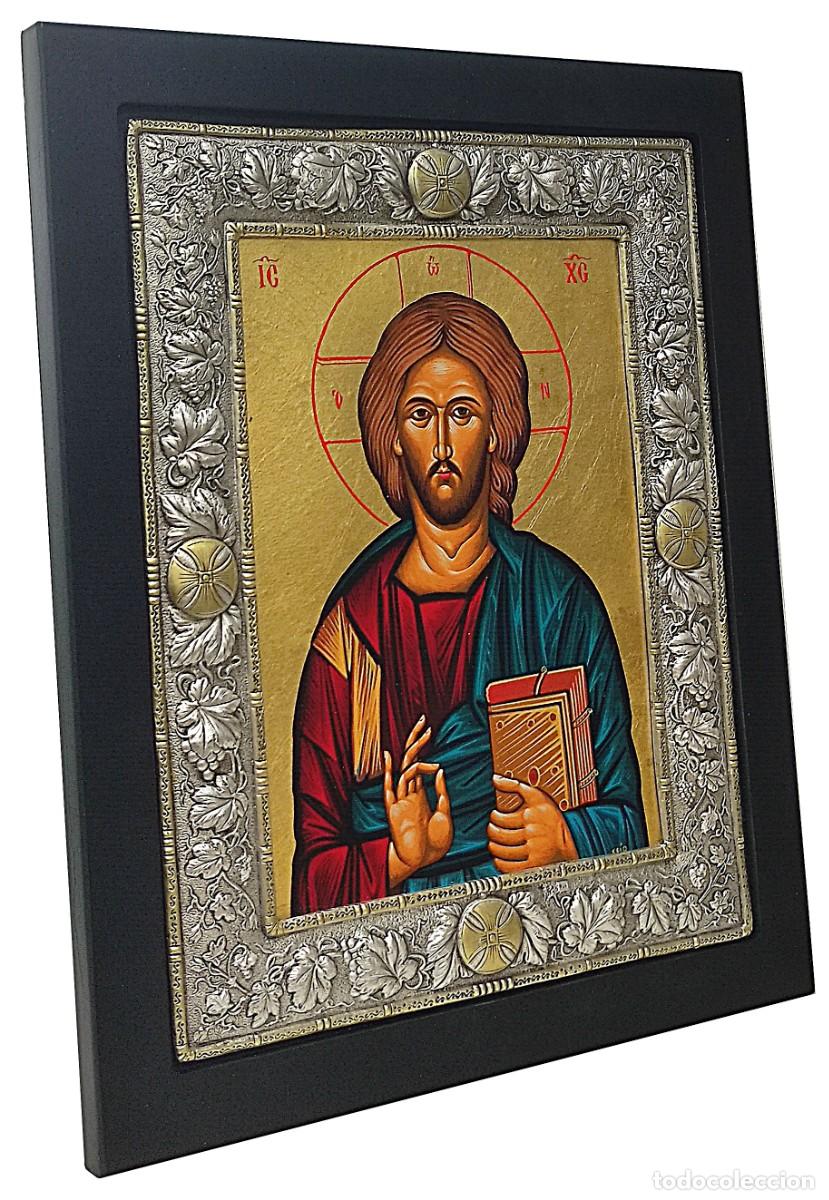 Arte: Pantocrator icono de plata y oro - Foto 2