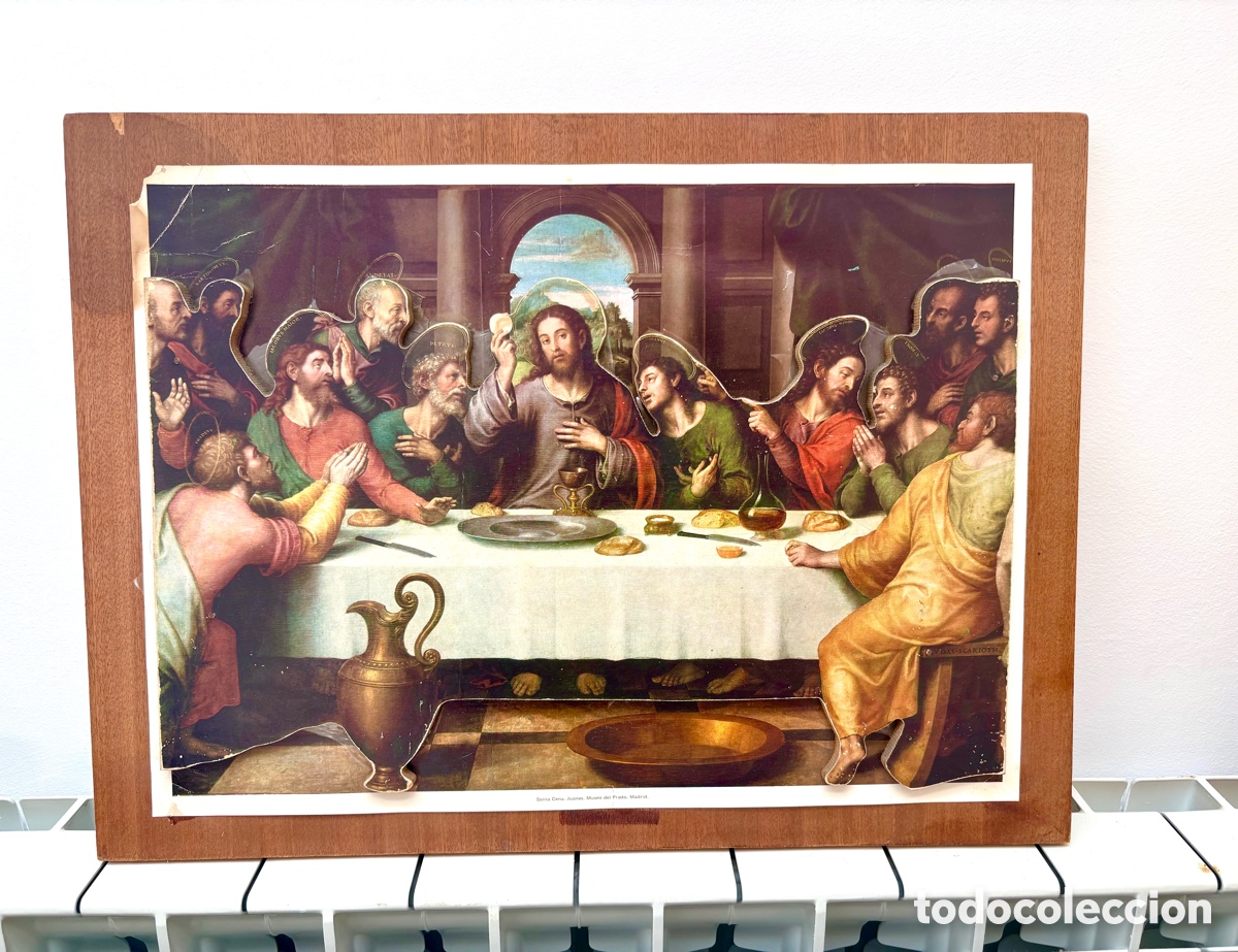 Arte: Cuadro Vintage &rdquo;La &Uacute;ltima Cena&rdquo; de Juan de Juanes - Relieve 3D Troquelado (50 cm)