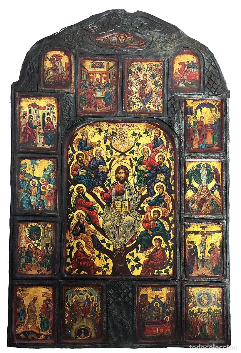 Arte: Poliptico icono de vi&ntilde;a con apostoles