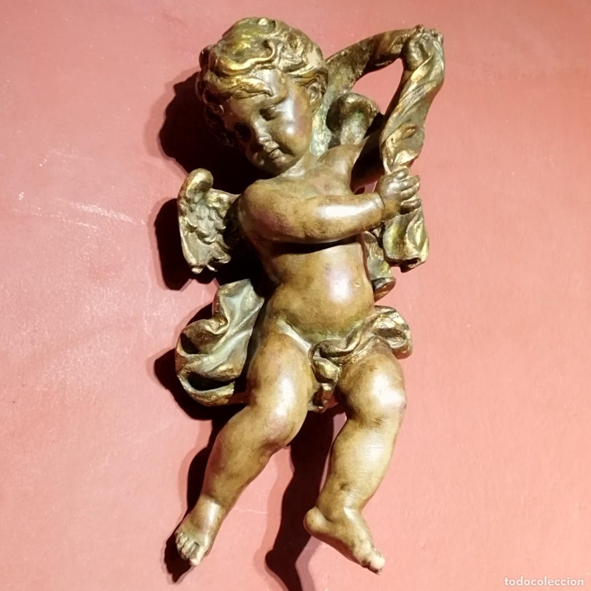 Arte: ESCULTURA / FIGURA ANGEL PUTTI QUERUBIN - 31 CM LONGITUD - 1760 GRAMOS -