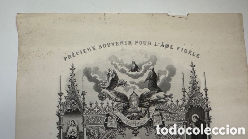 Arte: Antiguo Grabado Franc&eacute;s Primera comuni&oacute;n - Foto 2