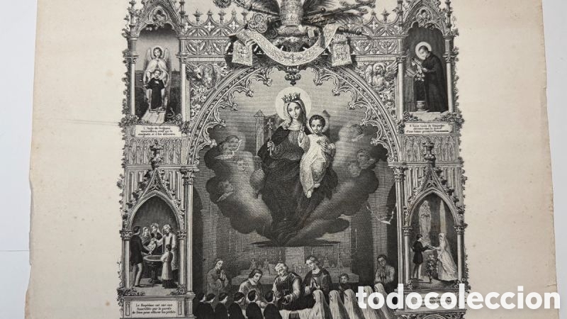 Arte: Antiguo Grabado Franc&eacute;s Primera comuni&oacute;n - Foto 3