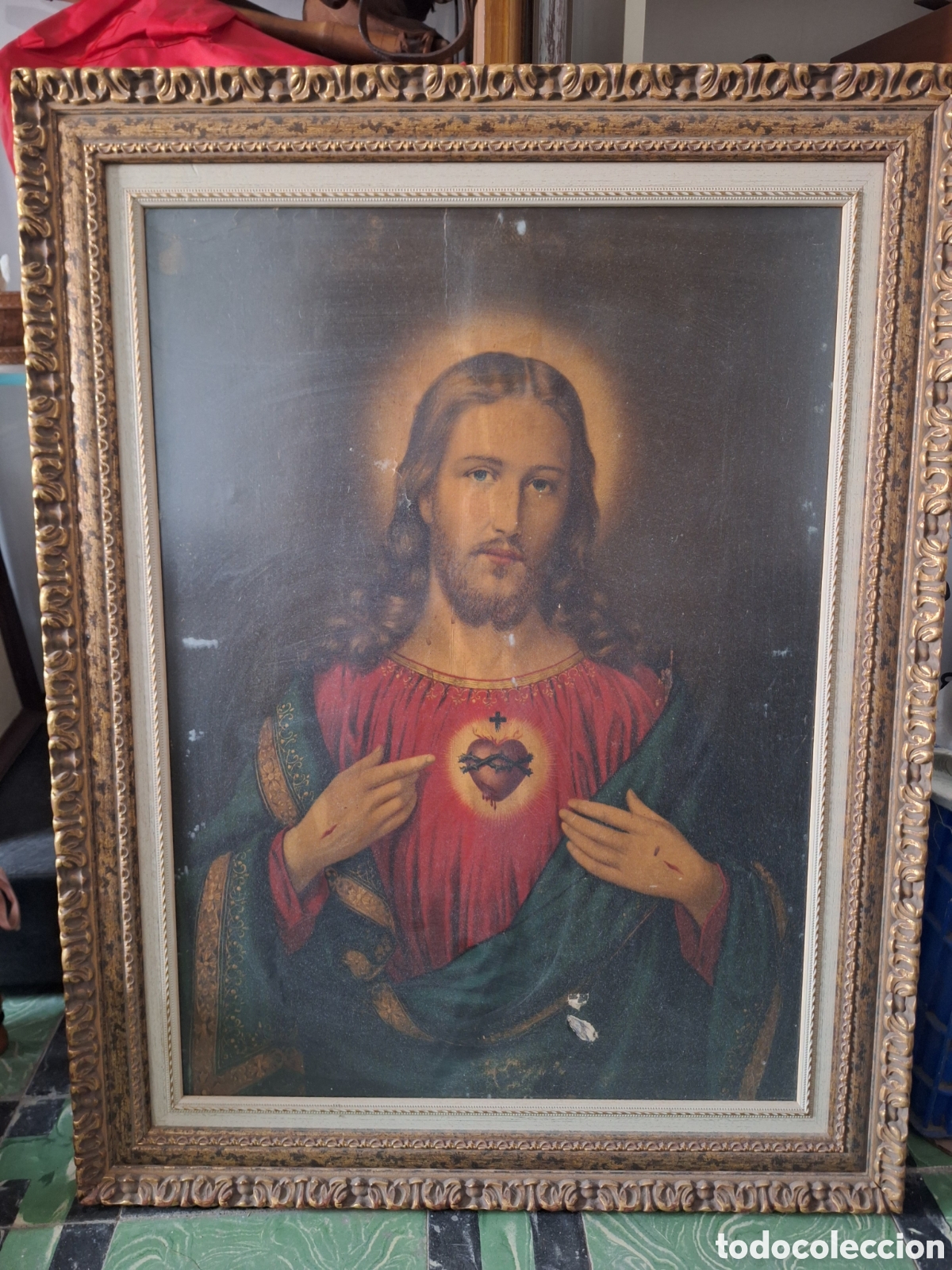Kunst: Cuadro grande Jes&uacute;s sagrado corazon