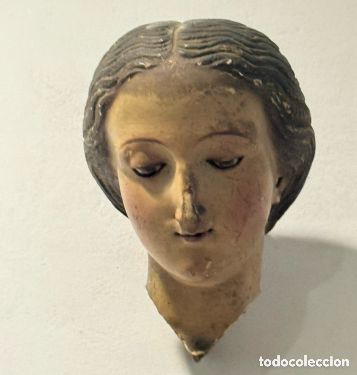 Arte: Antiguo busto de Virgen - Talla en madera policromada - Siglo XIX - Arte religioso