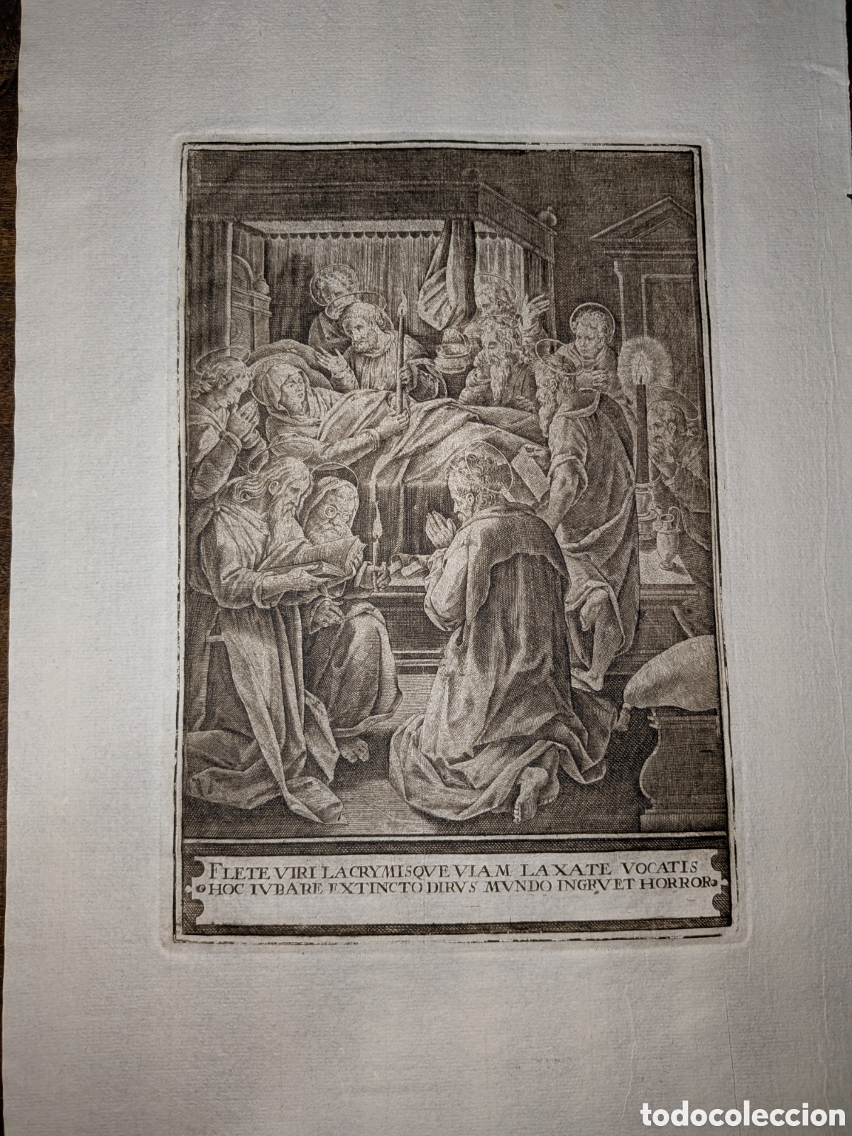 Arte: La dormici&oacute;n de la virgen, Grabado siglo XVII al aguafuerte