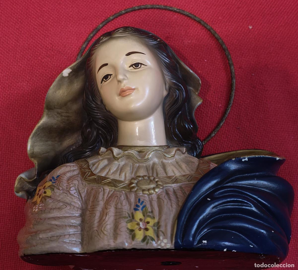 Arte: Escultura de busto de la Virgen Mar&iacute;a.
