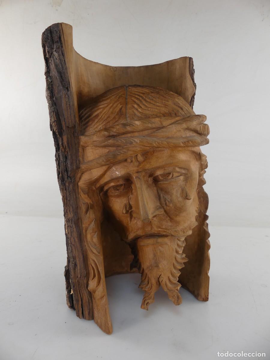 Art: BONITA FIGURA CABEZA DE JESUCRISTO TALLA DE MADERA OBJETO DE COLECCI&Oacute;N