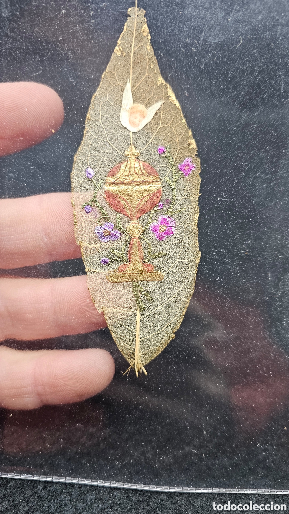 Arte: Antigua hoja de arte religioso sobre hoja