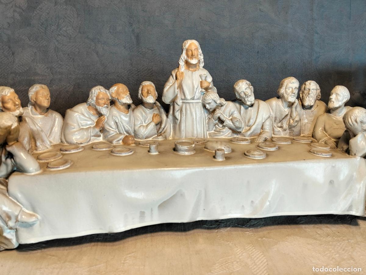 Arte: Santa Cena de Jes&uacute;s ultima cena de estuco policromado sin terminar de sobremesa escayola a&ntilde;os 60-70