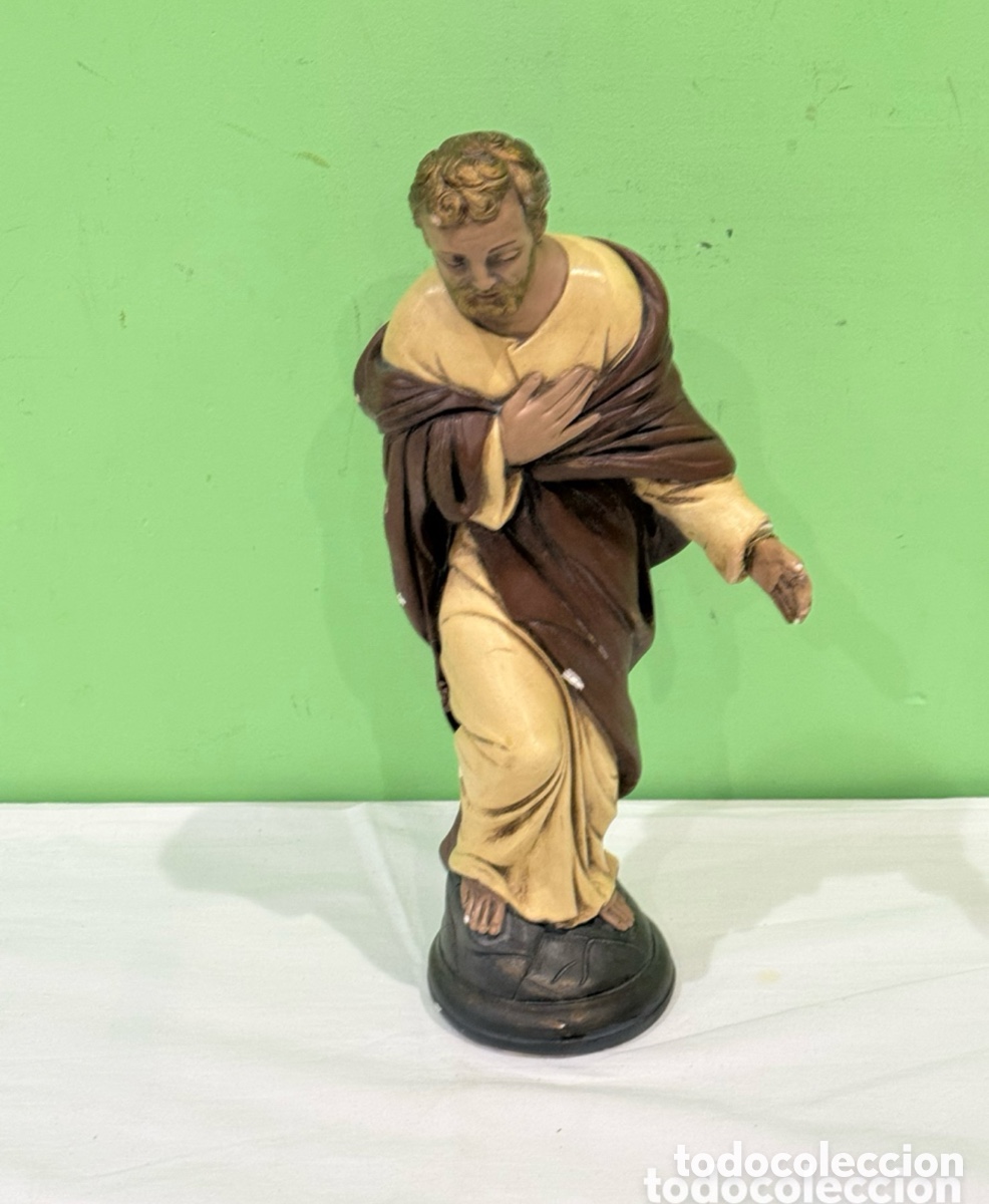 Kunst: Antigua Figura Religiosa San Jos&eacute; Escultura Escayola Policromada 35 cm Siglo XX