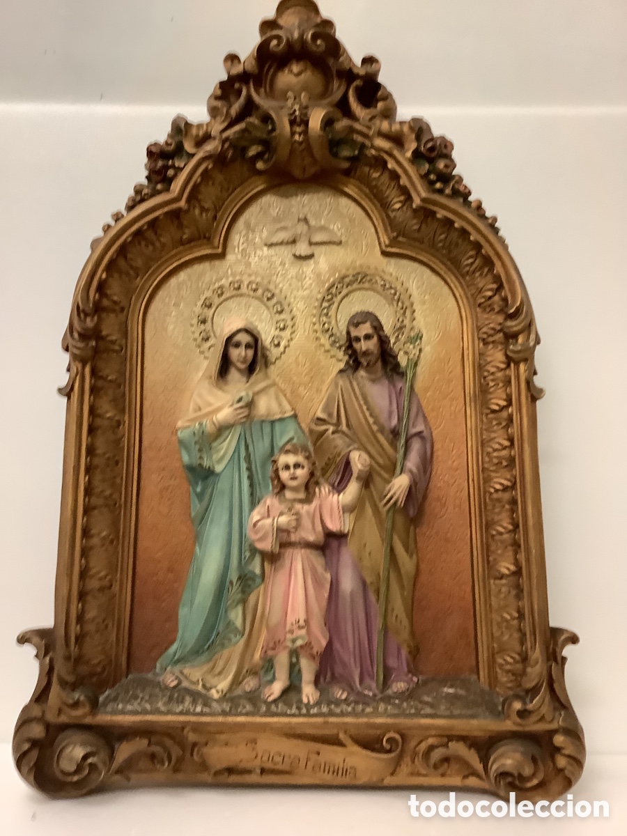 Arte: SAGRADA FAMILIA PLAF&Oacute;N YESO OJOS DE CRISTAL