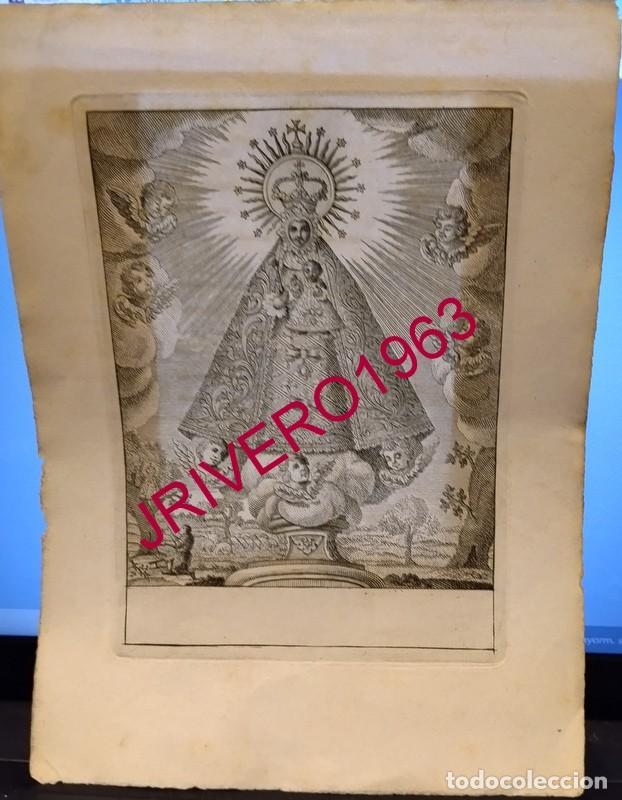 Arte: GRABADO SIGLO XVIII DE LA VIRGEN DE GUADALUPE, MEDIDA HUELLA 118X170MM