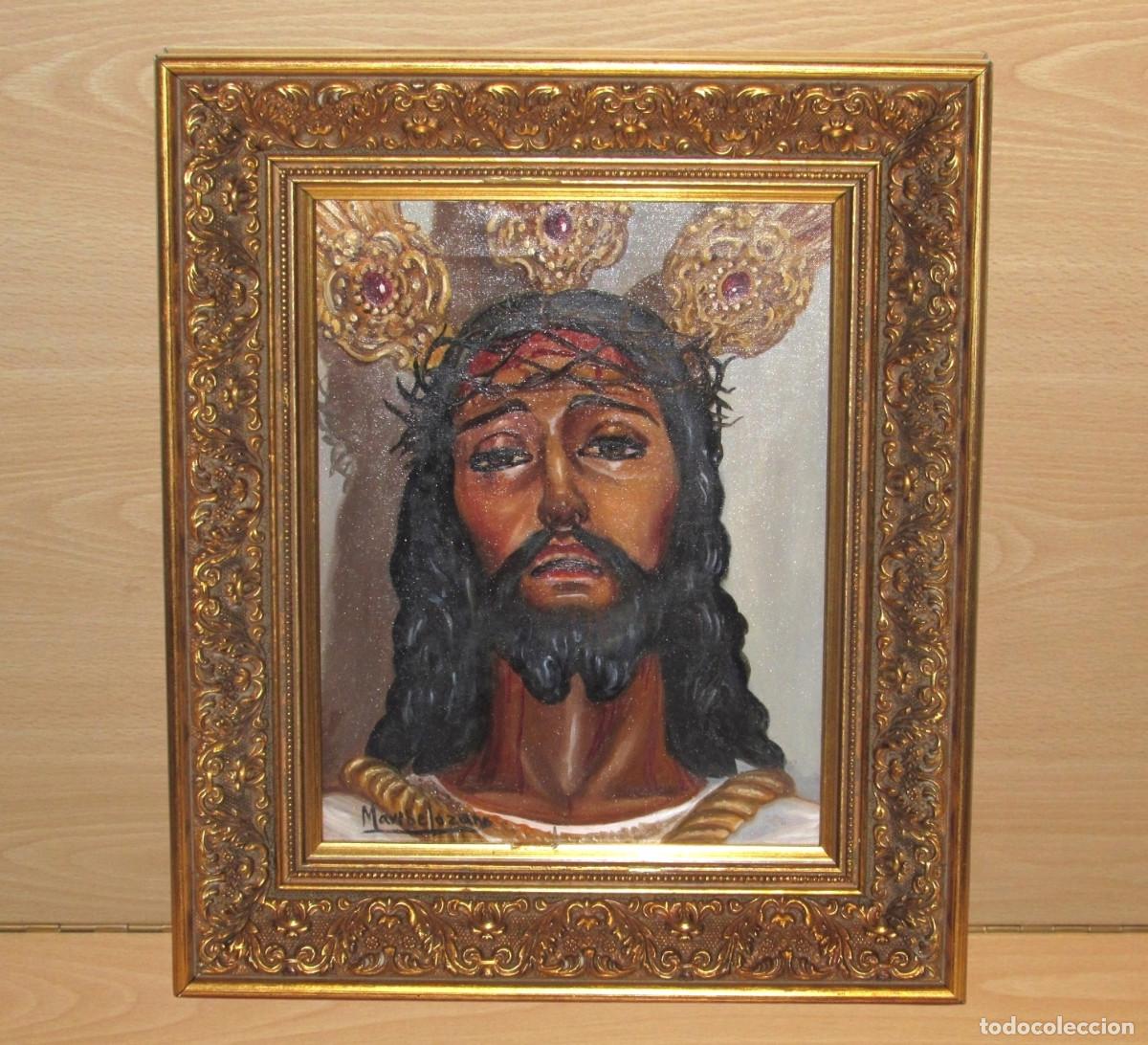 Arte: Cuadro pintura retrato rostro realista Cristo Jes&uacute;s Cautivo M&aacute;laga malague&ntilde;a Maribel Lozano