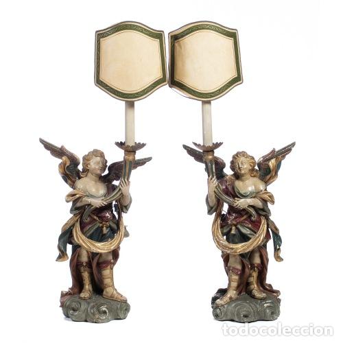 Art: Arte sacro - Par de candelabros con serafines - Siglo XVIII