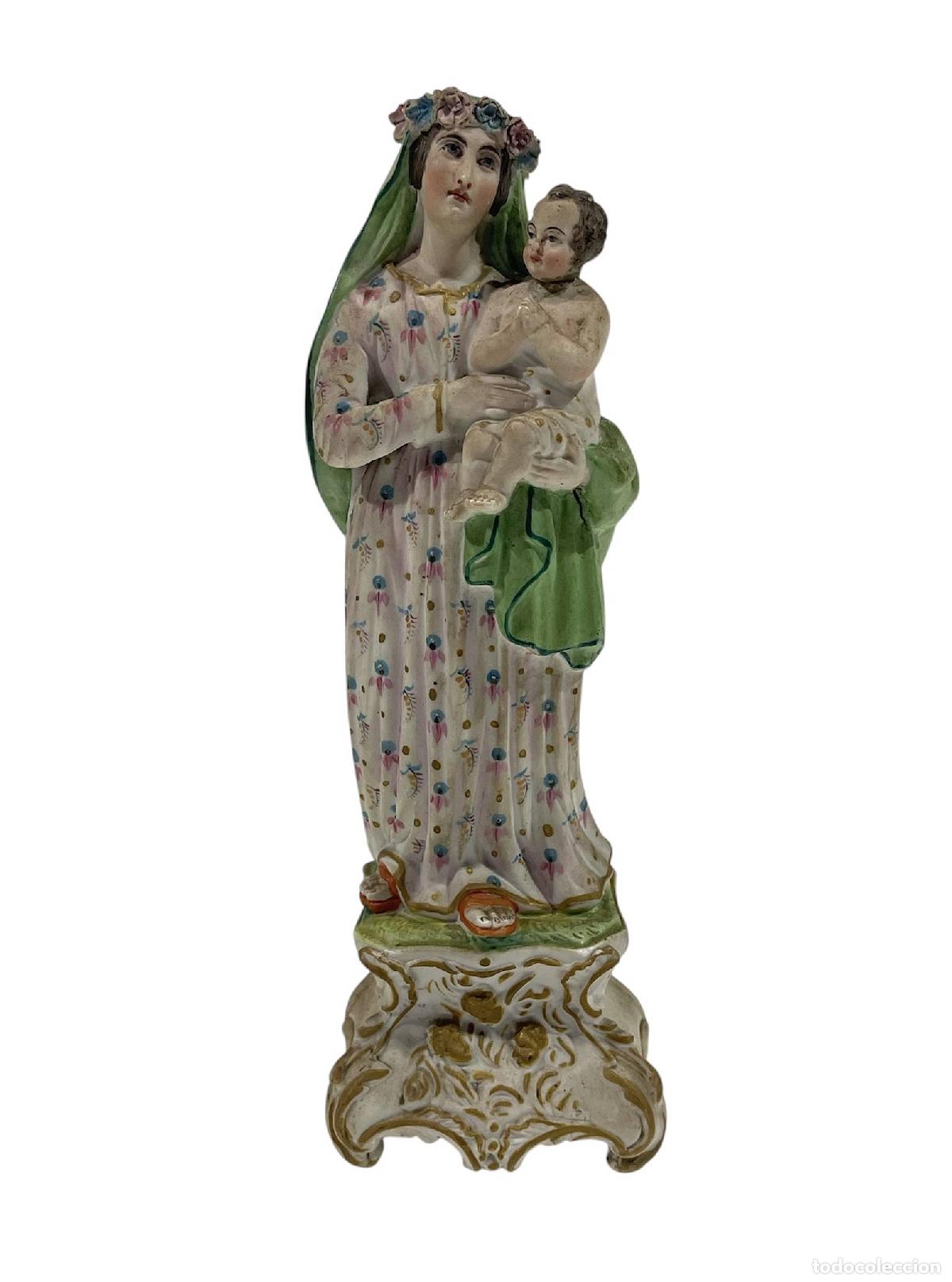 Kunst: Porcelana - Nuestra Se&ntilde;ora con el Ni&ntilde;o Jes&uacute;s - Siglo XIX