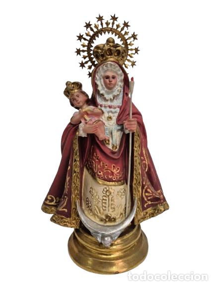 Arte: Virgen de la Candelaria - en Estuco Policromado - Ojos de Cristal - Altura 22 CM
