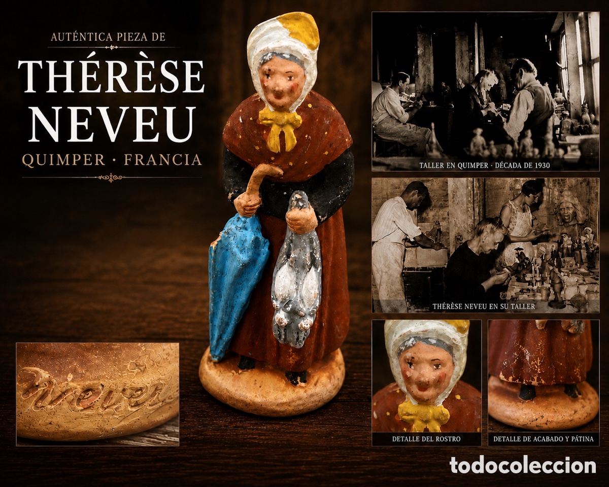Arte: Importante escultura de Th&eacute;r&egrave;se Neveu &ndash; Santon provenzal antiguo firmado