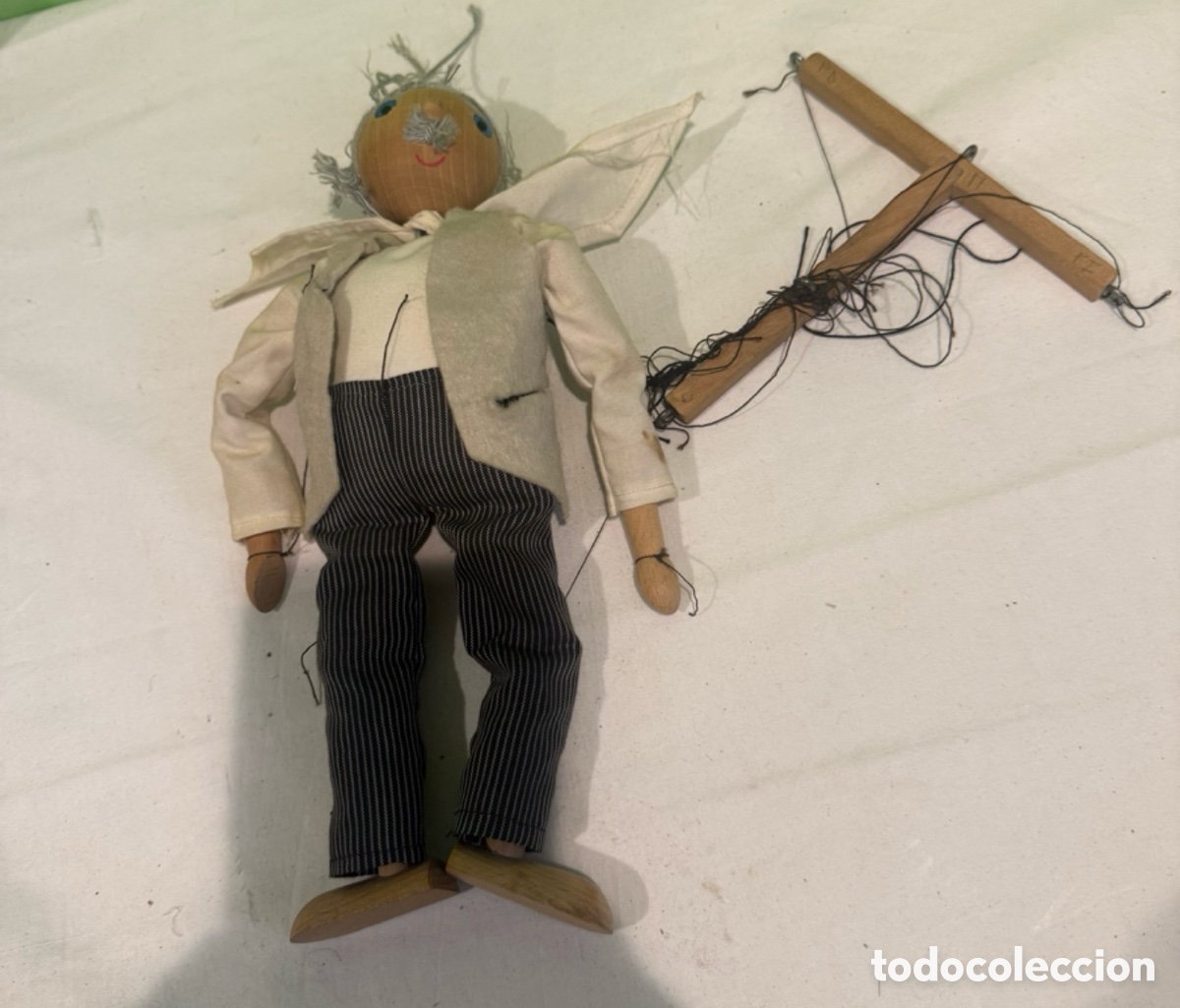 Kunst: Antigua marioneta payaso articulada de madera 26 cm ojos de cristal vintage