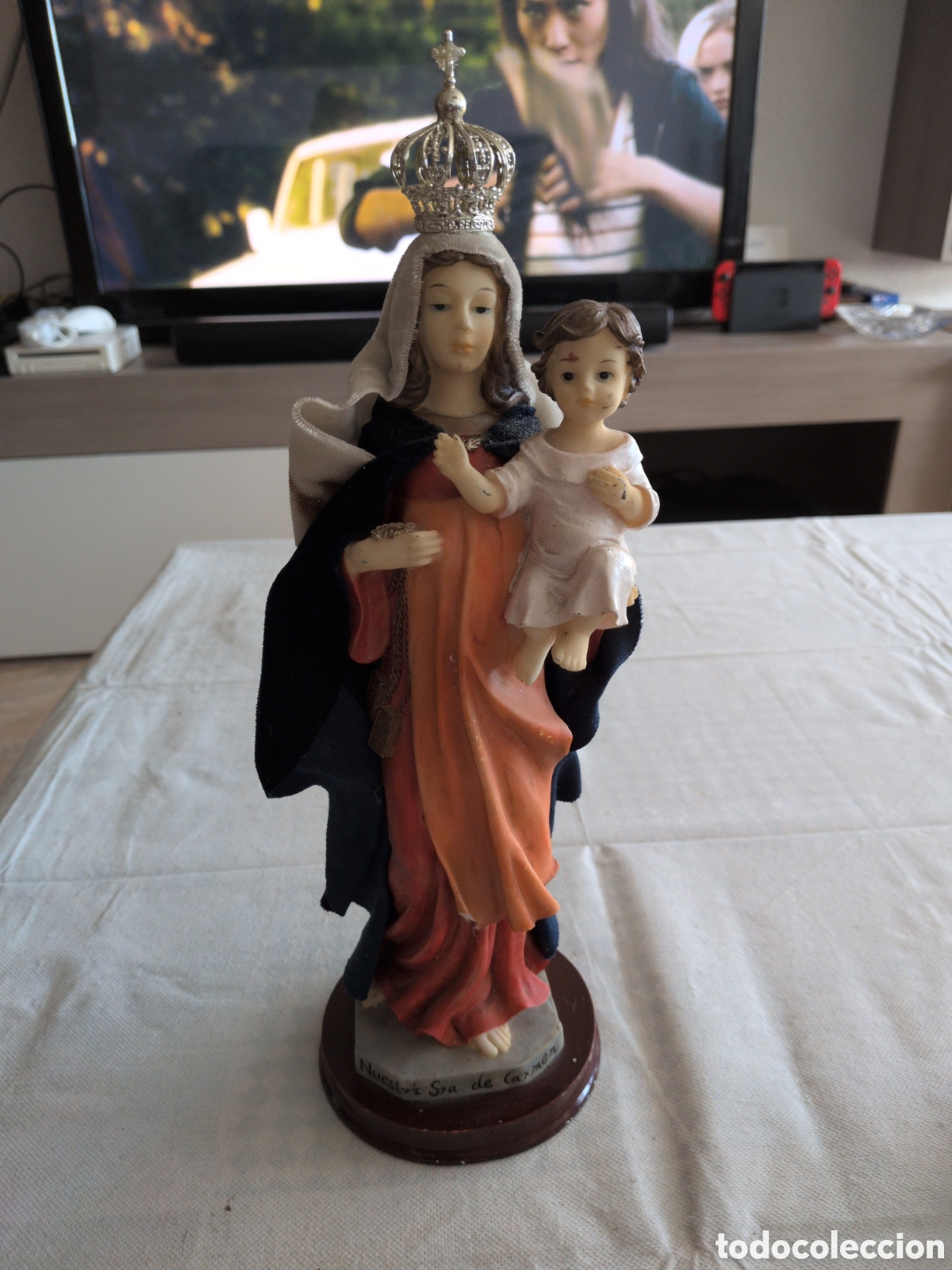 Arte: Escultura grande de Virgen del Carmen - 35 cm.