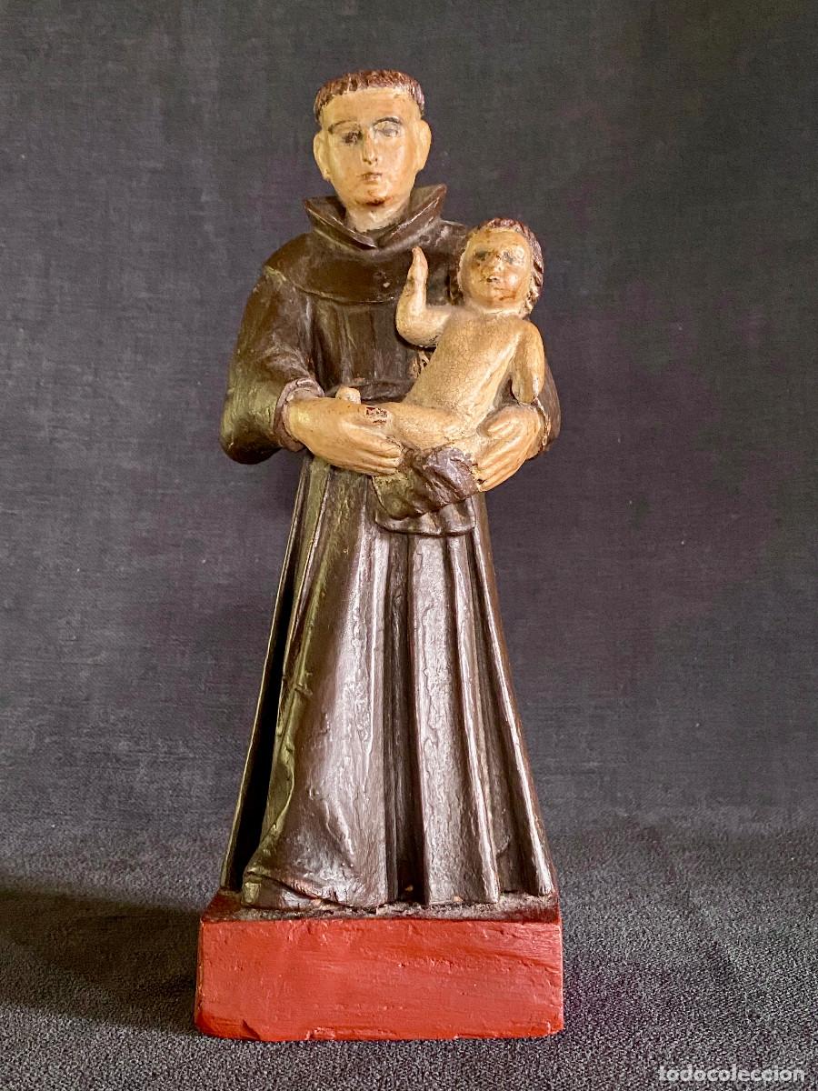 Art: SAN ANTONIO CON NI&Ntilde;O. TALLA POLICROMADA DEL SIGLO XVIII