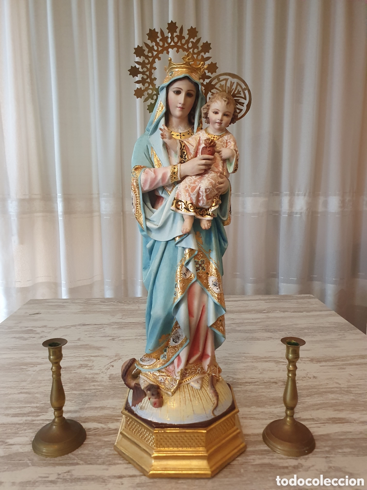 Arte: Talla madera virgen del sagrado corazon de Jes&uacute;s