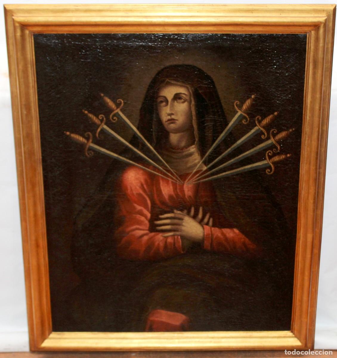 Arte: ESCUELA MEXICANA (XVIII) OLEO SOBRE TELA. VIRGEN DE LOS SIETE DOLORES