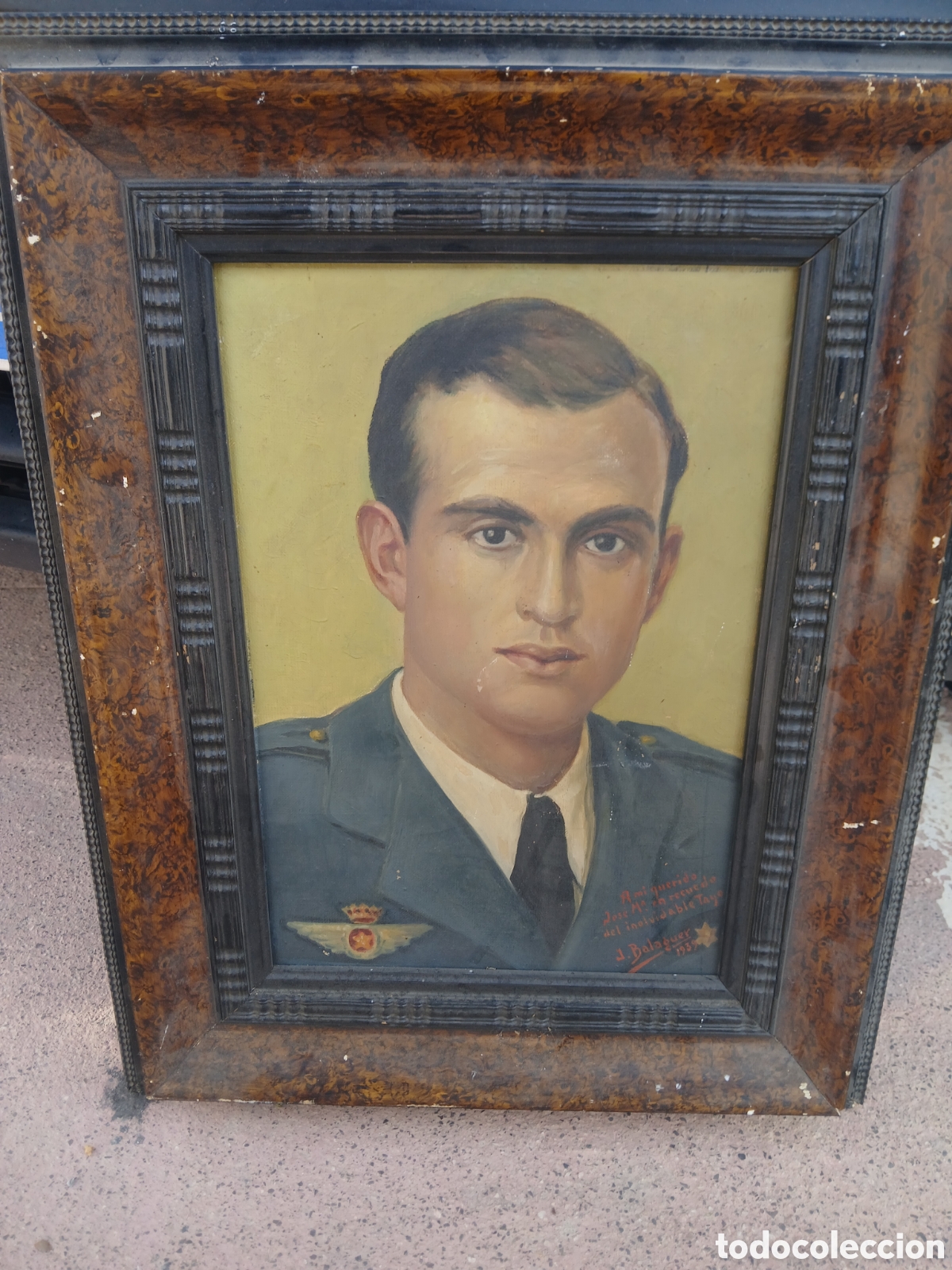 Arte: OLEO DE OFICIA PILOTO EJ&Eacute;RCITO DEL AIRE ESPA&Ntilde;A 1939, GUERRA CIVIL ESPA&Ntilde;OLA 36x25.