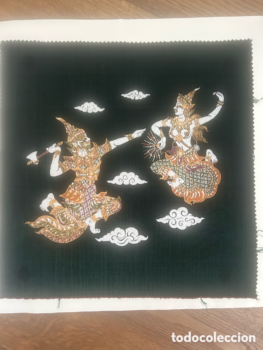 Arte: Pintura textil tradicional tailandesa - Diosa Mekhala y Ramasoon (Vintage)