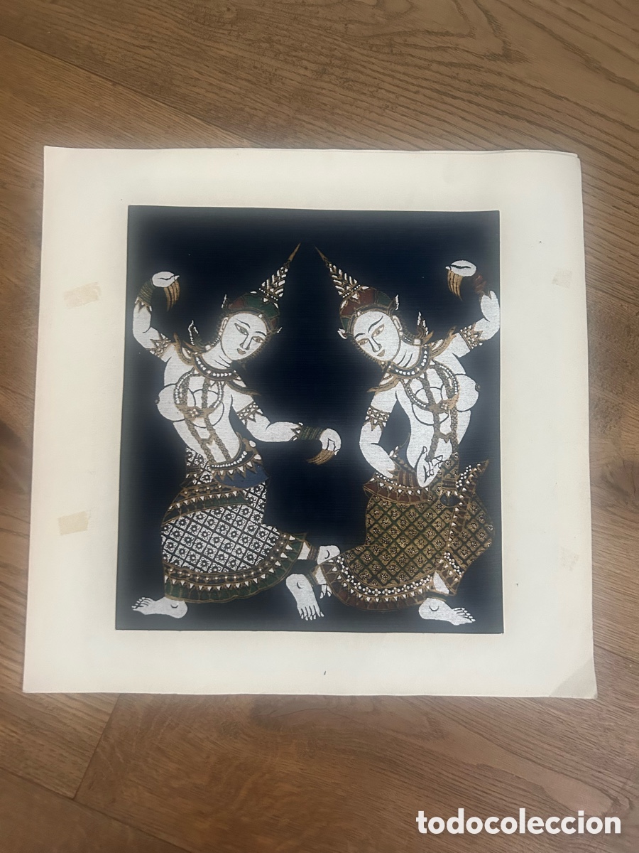 Arte: Pintura Tradicional Tailandesa s/ Tela Negra - Danza Cl&aacute;sica